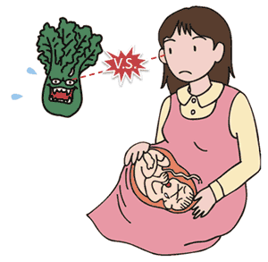 汚染食物と戦う妊婦
